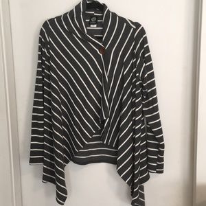 Bobeau striped asymmetrical one-button jacket